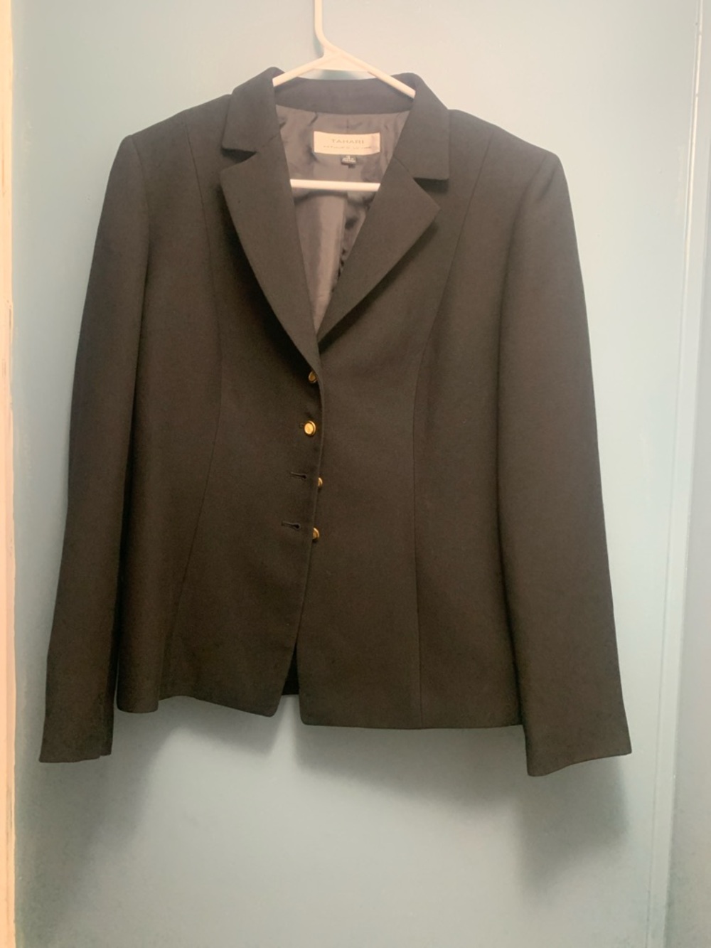 Tahari Black Tailored Notch-Lapel Blazer